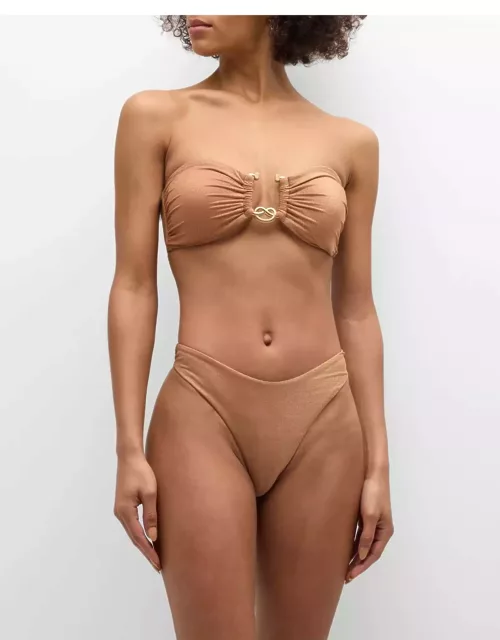 Ottie Lurex Knot Trim Two-Piece Bikini Set