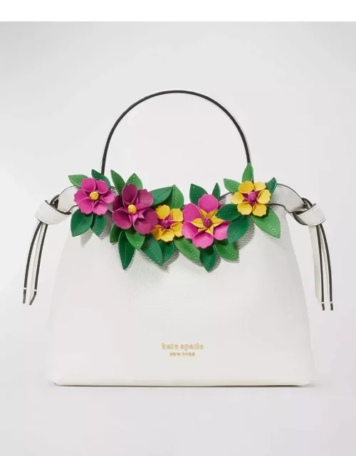 knott floral pebbled leather top-handle bag