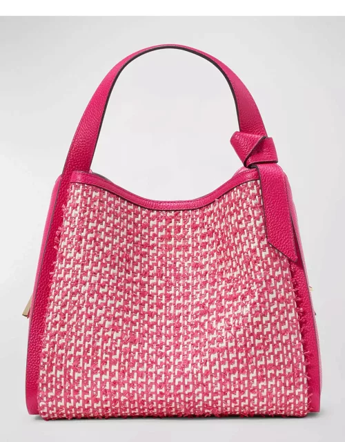 knott tweed straw top-handle bag