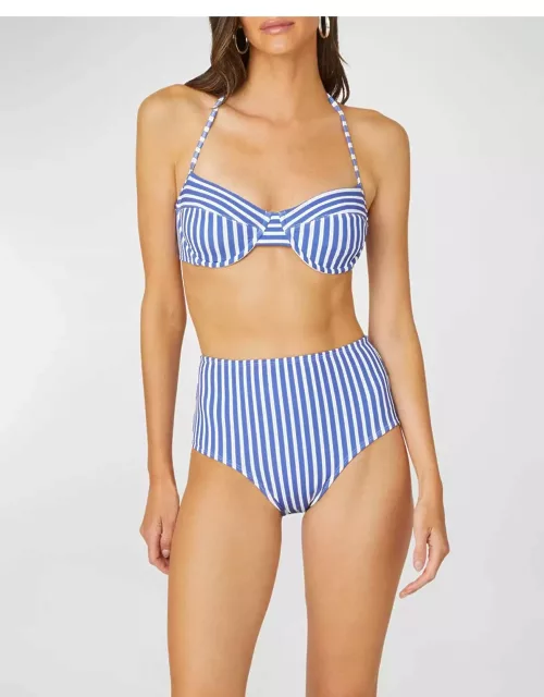 Striped High-Waist Bikini Bottom