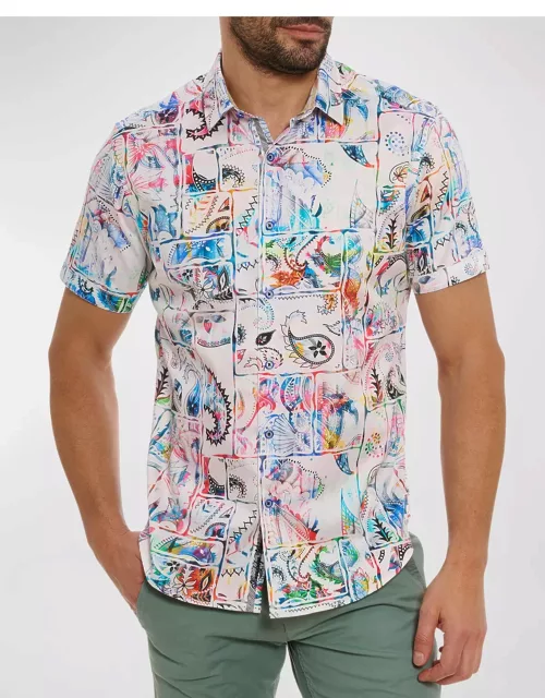 Men's Belize Paisley-Print Short-Sleeve Shirt