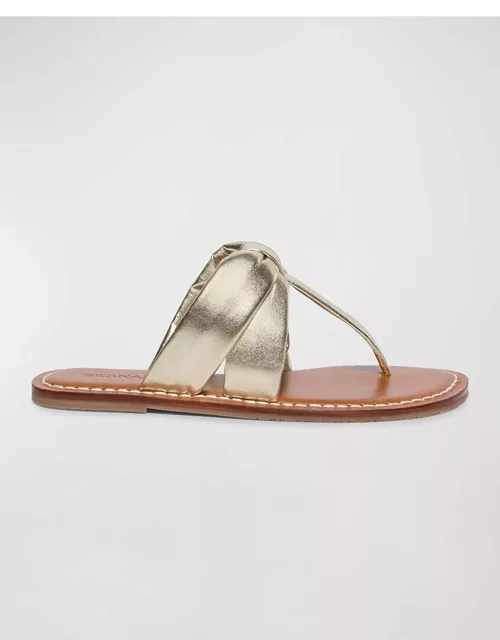 Metallic Flat Thong Slide Sandal