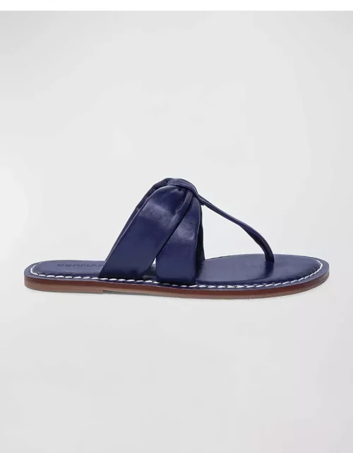 Leather Flat Thong Slide Sandal