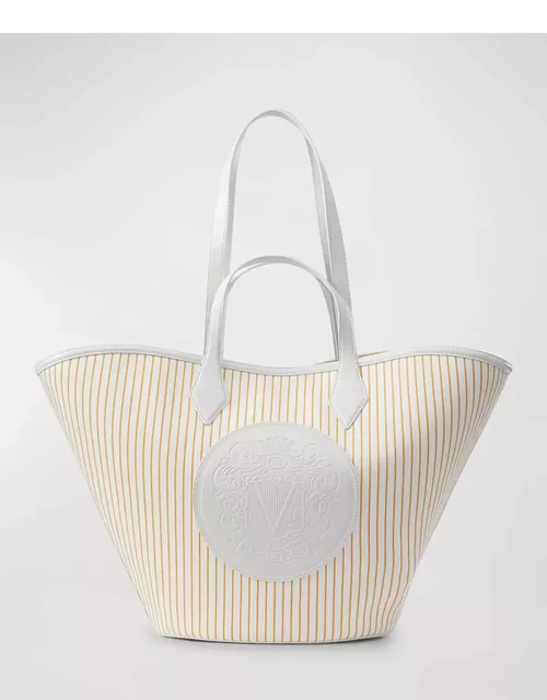 The Crest Large Striped Canvas Tote Bag
