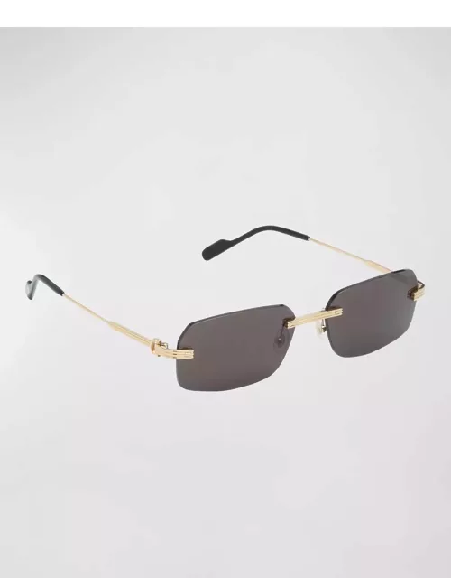 Men's Rimless Metal Rectangle Sunglasse