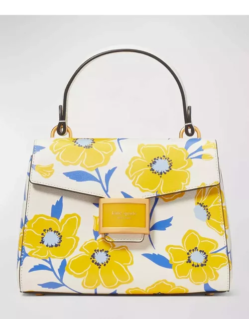 katy small sunshine floral printed top-handle bag