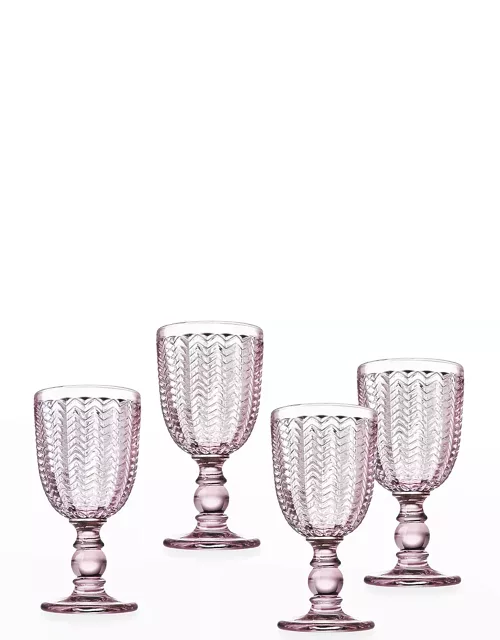 Twill Pink Goblet Glasses, Set of
