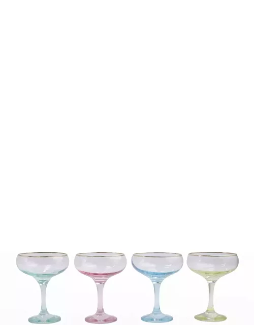 Rainbow Assorted Coupe Champagne Glasses, Set of