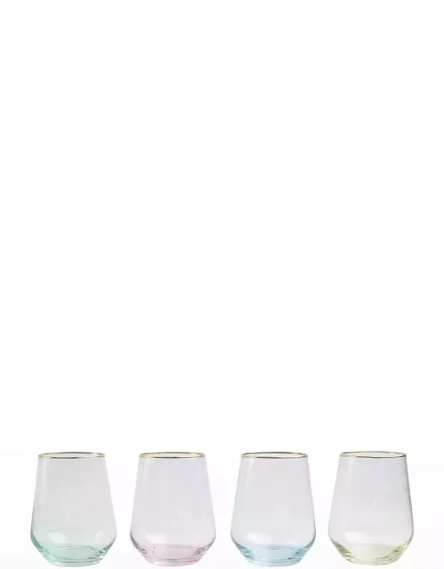 Rainbow Assorted Stemless Wine Glasses, Set of