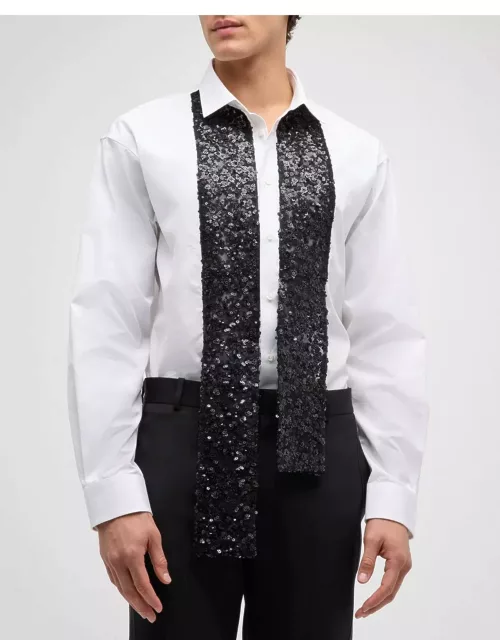 Men's Tuxedo Shirt with Sheer Blossoms Scarf