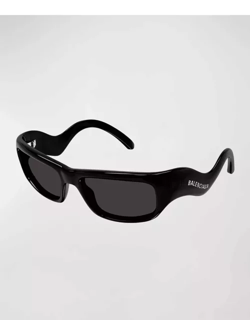 Wavy Plastic Rectangle Sunglasse