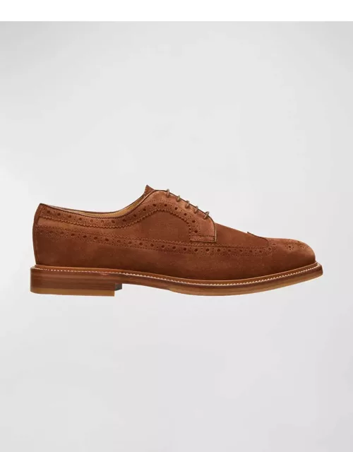 Men's Suede-Leather Wingtip Derby Shoe