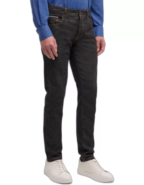 Men's Black Selvedge Denim Slim-Straight Jean