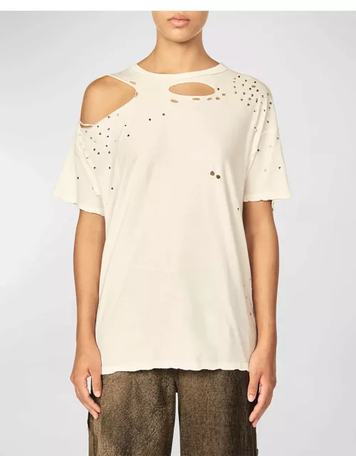 Mandy Diamante Distressed Short-Sleeve T-Shirt