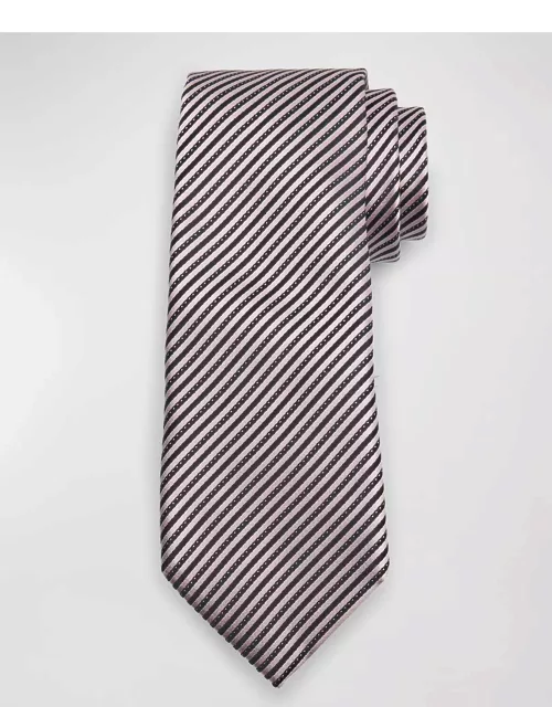 Men's 100 Fili Mulberry Silk Stripe Tie