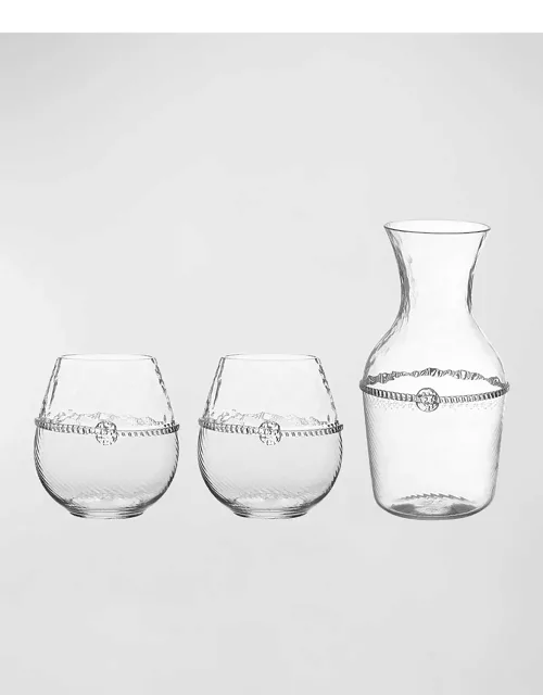 Graham Carafe and Stemless Red Wine Glasse