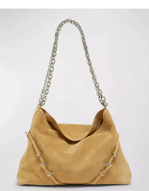 Medium Shoulder Bag with Chain in Tumbled Leather