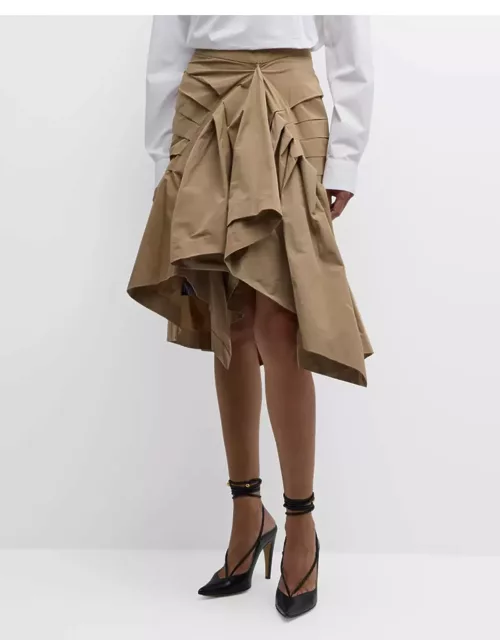 Shy Pleated Asymmetric Midi Skirt