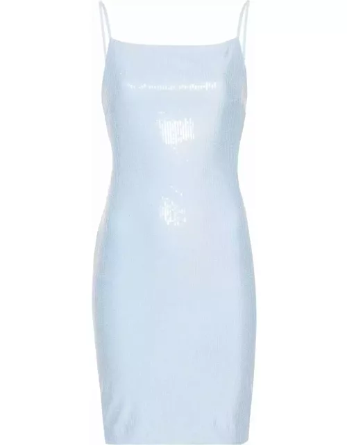 Rotate by Birger Christensen Mini Light Blue Dress With Sequins In Stretch Fabric Woman