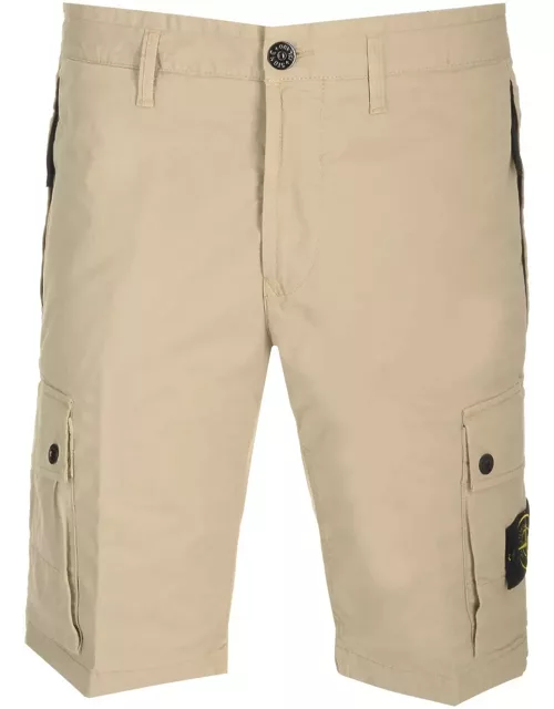 Stone Island Cargo Shorts In Sand-colored Stretch Supima Cotton