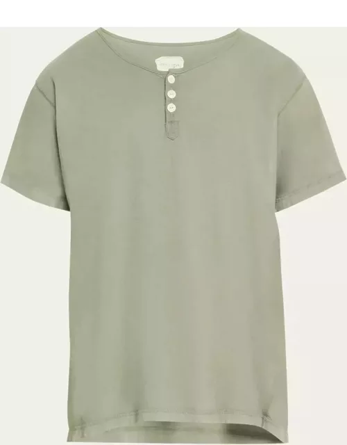 Men's Faded Jersey Henley Shirt