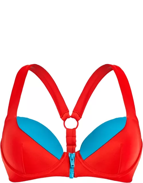 Women Contrasted Bikini Top With Underwires - Vilebrequin X Jcc+ - Limited Edition - Swimming Trunk - Culte - Red
