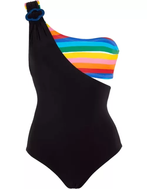 Women Asymmetrical One Piece Swimsuit Rainbow Bandeau - Vilebrequin X Jcc+ - Limited Edition - Swimming Trunk - Celeste - Multi