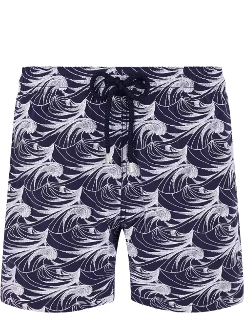 Men Swim Trunks Embroidered Waves- Limited Edition - Swimming Trunk - Mistral - Blue