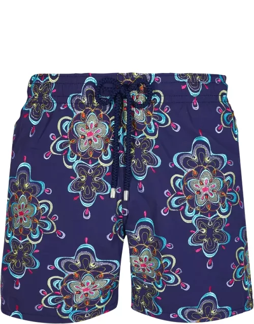 Men Swim Trunks Embroidered Kaleidoscope - Limited Edition - Swimming Trunk - Mistral - Blue