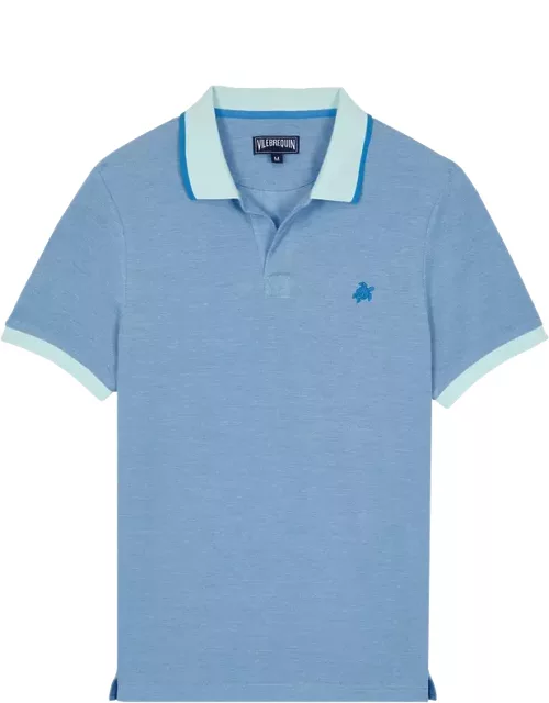 Men Cotton Pique Polo Shirt Solid - Polo - Palatin - Blue