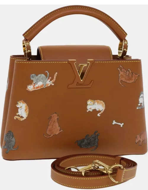 Louis Vuitton x Grace Coddington Brown Leather Capucines BB Top Handle Bag