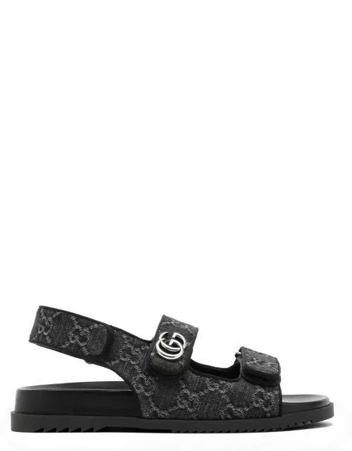 Low sandal in black/grey GG fabric