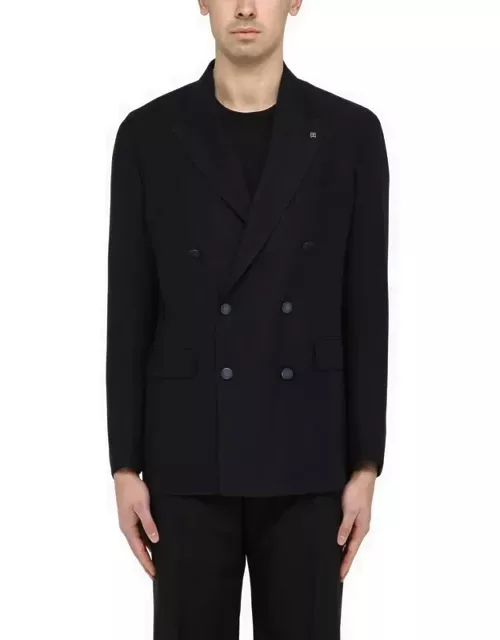 New York blue wool double-breasted jacket