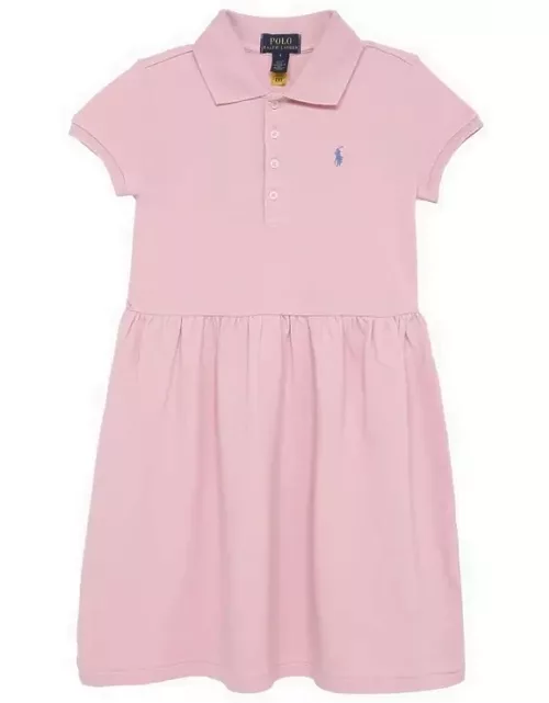 Pink cotton dress with logo
