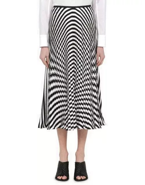 White/black flounced midi skirt
