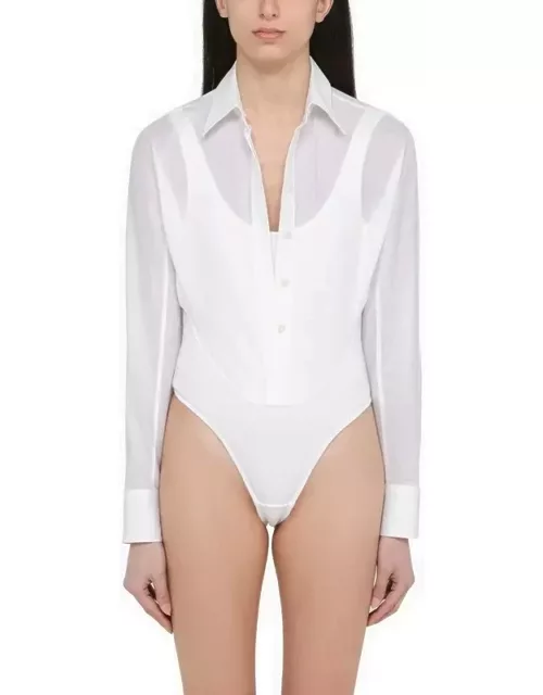 White cotton shirt bodysuit