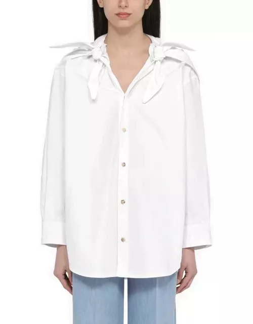 White cotton shirt with knotted detail