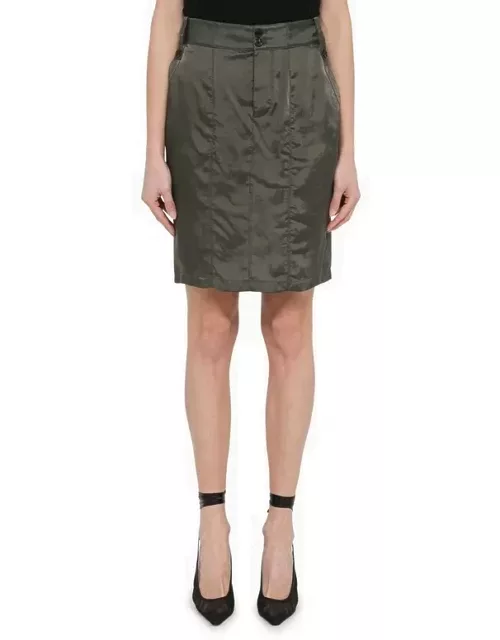 Khaki skirt in recycled cupro
