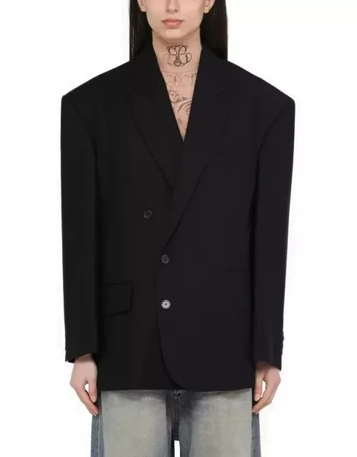 Black wool jacket with epaulette