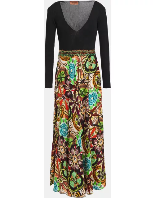 Missoni Multicolor Knit & Printed Satin Long Dress M (IT 42)