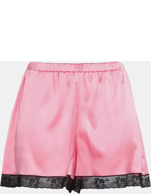 Dolce & Gabbana Pink Silk Lace Trim Lounge Shorts M (IT III)