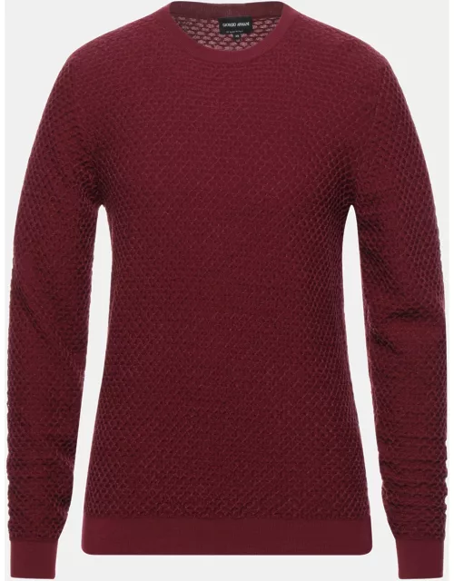 Giorgio Armani Burgundy Textured Wool Knit Sweater M (IT 48)