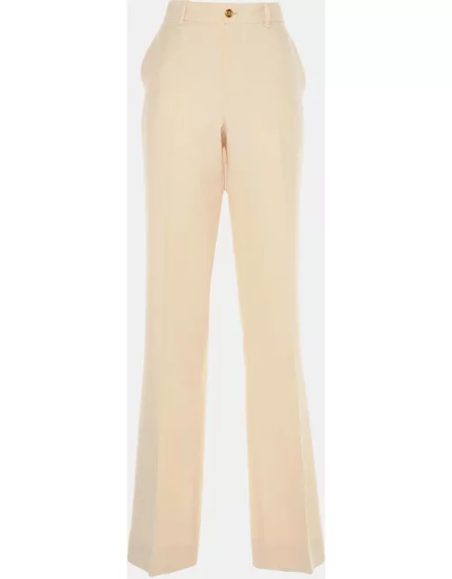 Gucci Cream Silk & Wool Wide Leg Pants L (IT 44)