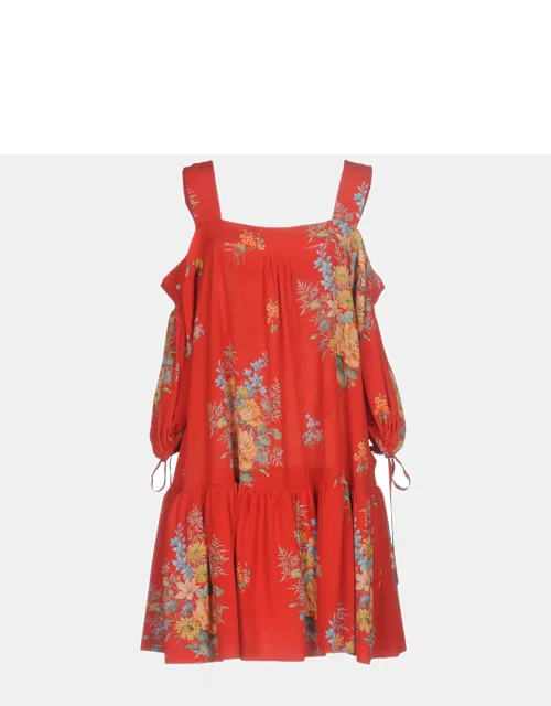 Alexander McQueen Red Floral Print Silk Mini Dress S (IT 40)