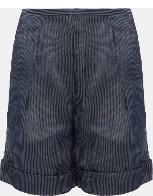 Giorgio Armani Navy Blue Striped Mesh Shorts L (IT 44)