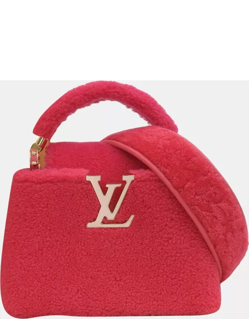 Louis Vuitton Shearling Fur Medium Capucines Top Handle Bag