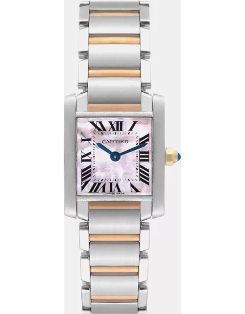 Cartier Tank Francaise Steel Rose Gold Mother of Pearl Ladies Watch 20 m