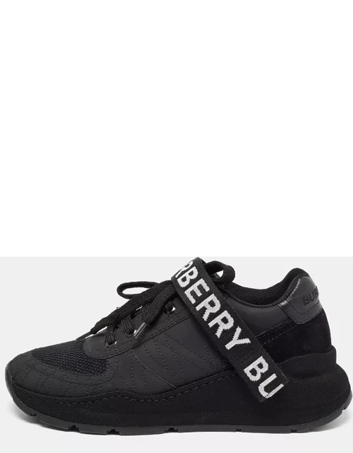 Burberry Black Suede and Mesh logo Lace Up Sneaker