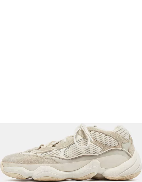 Yeezy x Adidas White Mesh and Suede 500 Bone White Sneaker