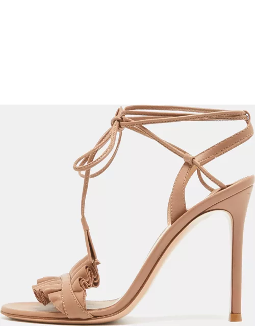 Gianvito Rossi Beige Leather Ankle Strap Sandal